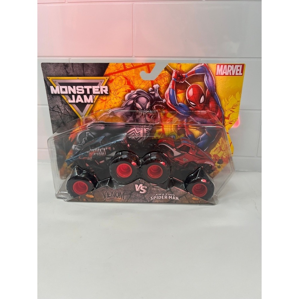 Monster Jam Marvel Venom vs Spider-Man 2-Pack 1:64 Scale Die-Cast Trucks New